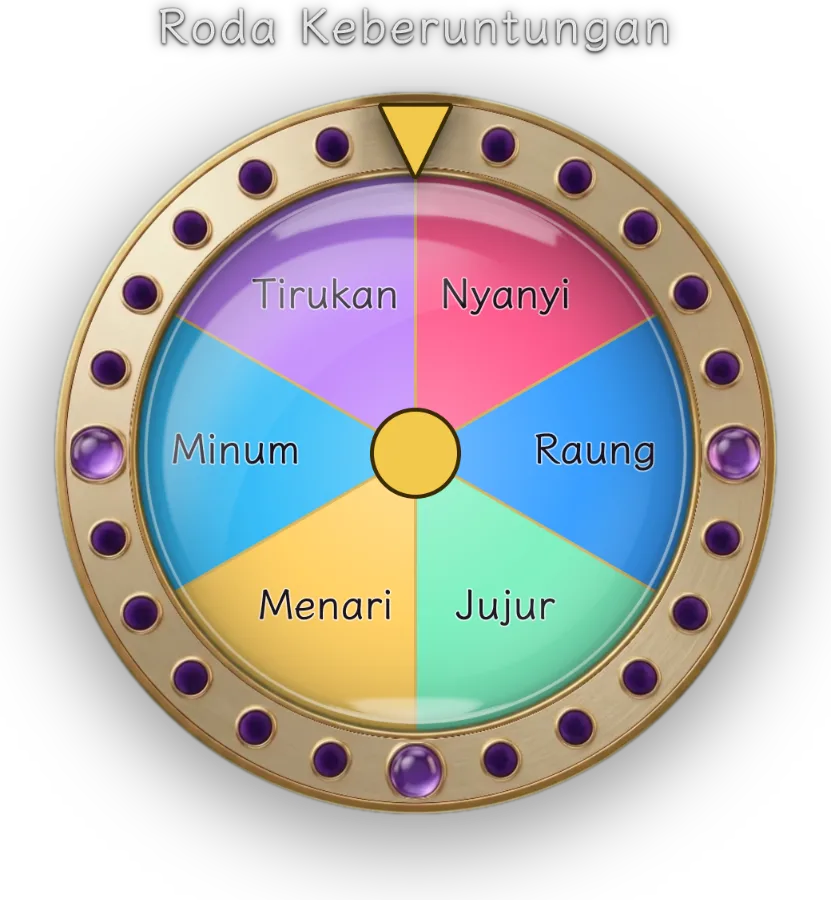 Roda Keberuntungan / Hukuman — Ada empat gaya: roda putar, buka kartu, ciamsi, dan mesin bola hadiah. Peluangnya diatur sendiri. Bisa dipakai untuk hukuman atau bagi-bagi hadiah.