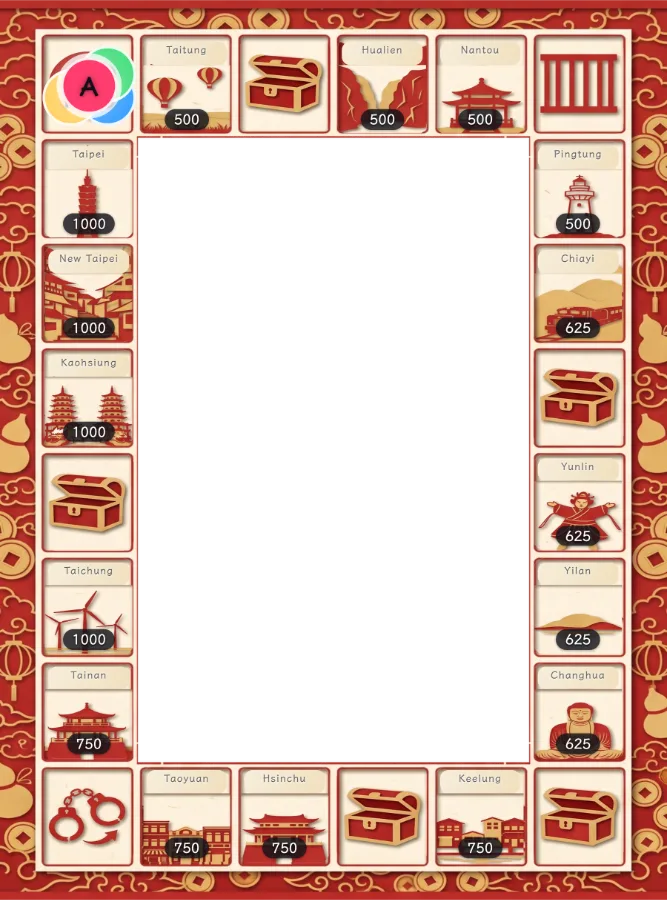 Papan Monopoli — Baling dadu untuk bergerak, kumpul dana untuk beli tanah dan cabut kad nasib. Ada tujuh papan untuk dipilih.